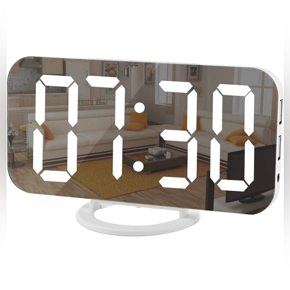 SZELAM Digital Mirror Clock in White